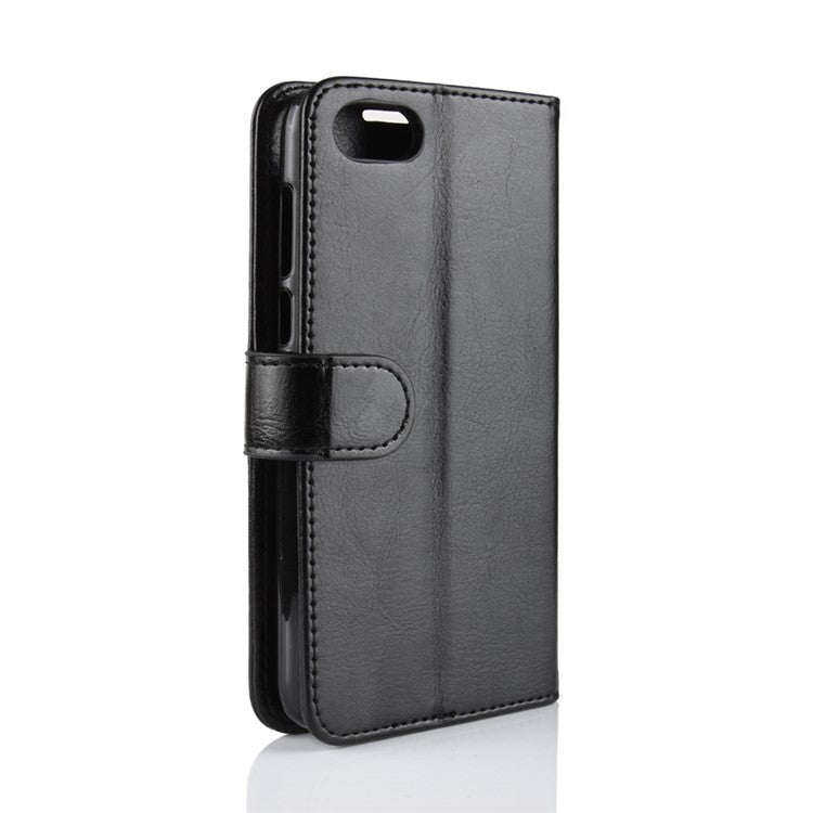 Crazy Horse Wallet Leather Mobile Phone Shell for Huawei Y5 Prime (2018) - Black