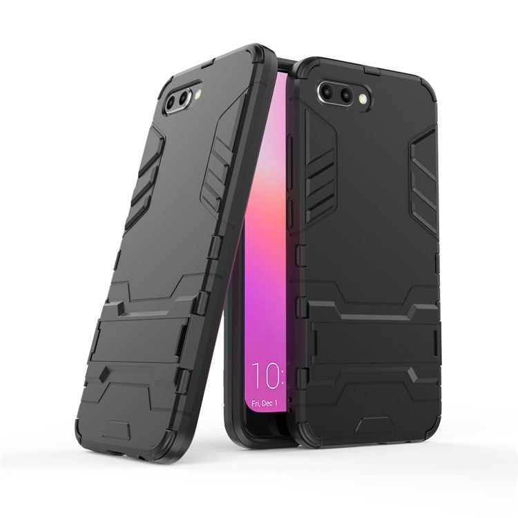 Plastic + TPU Hybrid Case with Kickstand for Huawei Honor 10 - Black