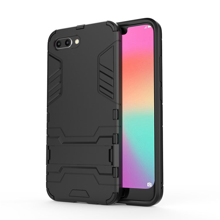 Plastic + TPU Hybrid Case with Kickstand for Huawei Honor 10 - Black