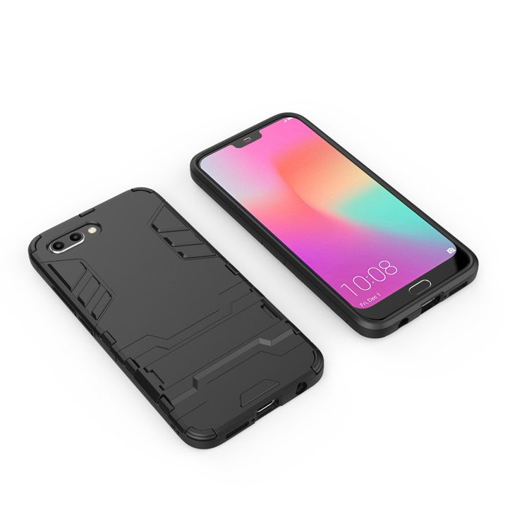 Plastic + TPU Hybrid Case with Kickstand for Huawei Honor 10 - Black