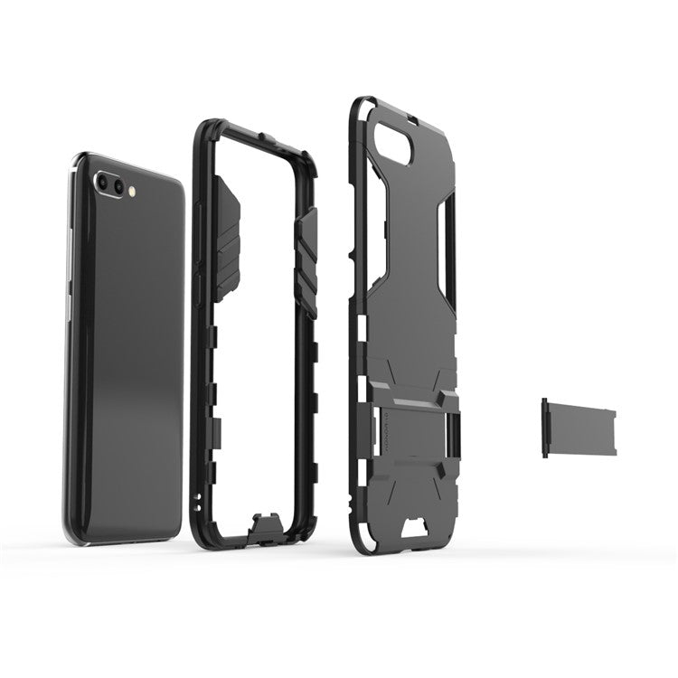Plastic + TPU Hybrid Case with Kickstand for Huawei Honor 10 - Black