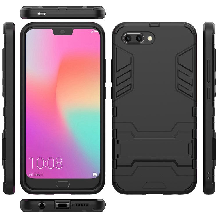 Plastic + TPU Hybrid Case with Kickstand for Huawei Honor 10 - Black