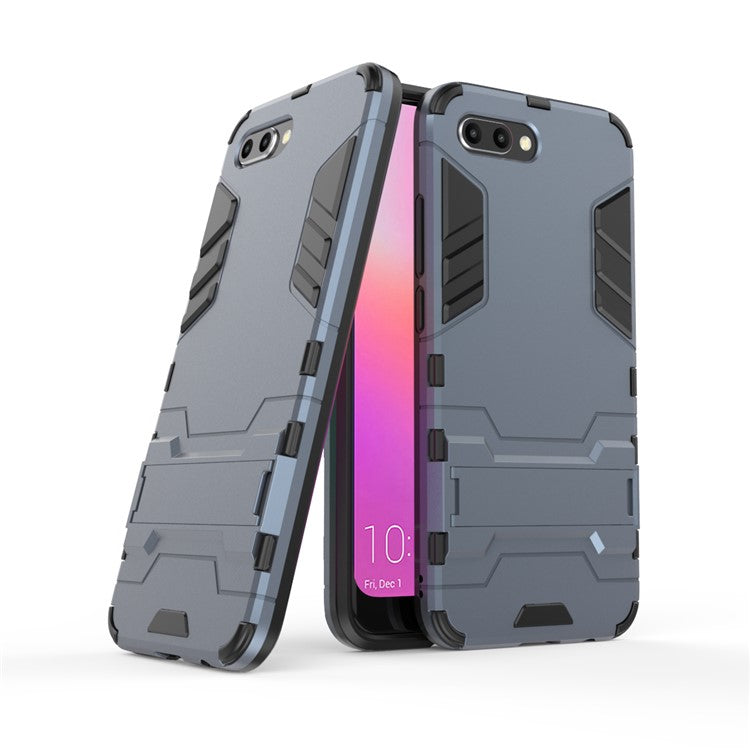 Plastic + TPU Hybrid Cover Shell with Kickstand for Huawei Honor 10 - Dark Blue