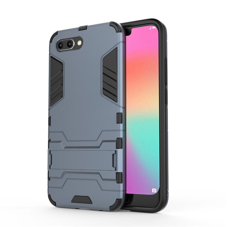 Plastic + TPU Hybrid Cover Shell with Kickstand for Huawei Honor 10 - Dark Blue