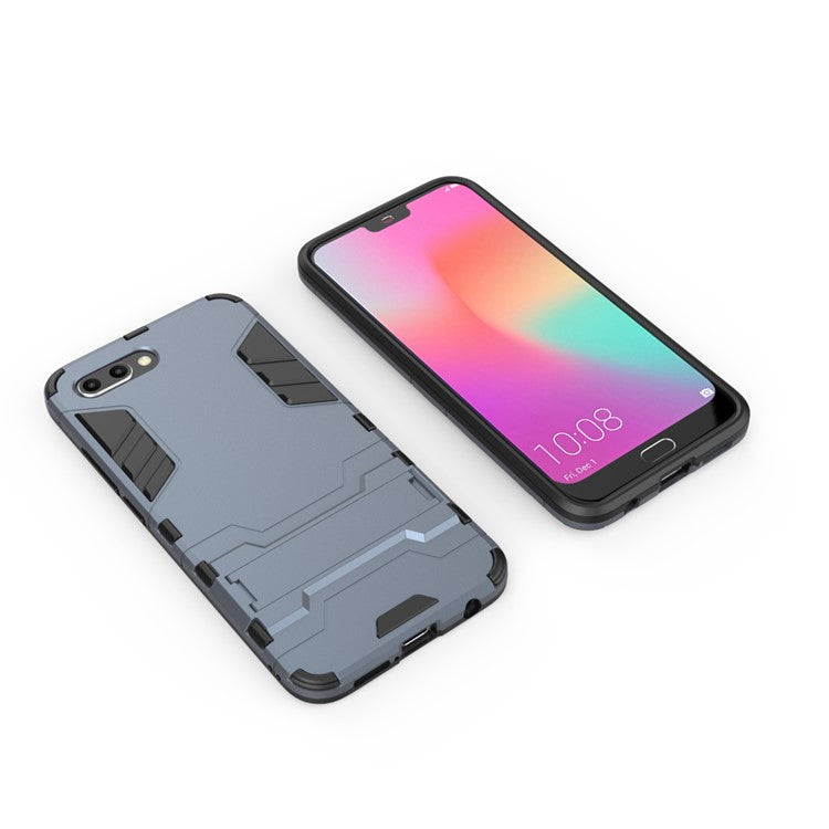 Plastic + TPU Hybrid Cover Shell with Kickstand for Huawei Honor 10 - Dark Blue