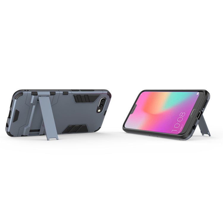 Plastic + TPU Hybrid Cover Shell with Kickstand for Huawei Honor 10 - Dark Blue
