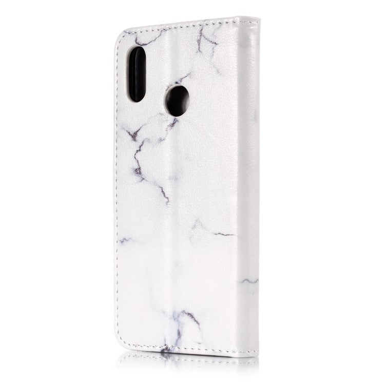 Pattern Printing Wallet Stand Leather Flip Case for Huawei P20 Lite / Nova 3e - White Marble