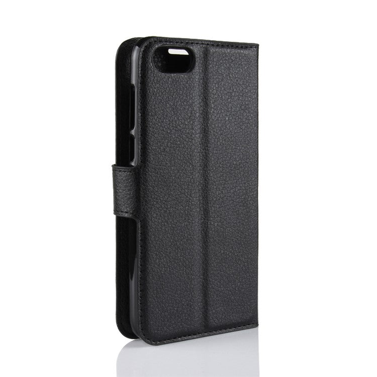 Litchi Skin Wallet Leather Stand Case for Huawei Y5 Prime (2018) / Y5 (2018) - Black