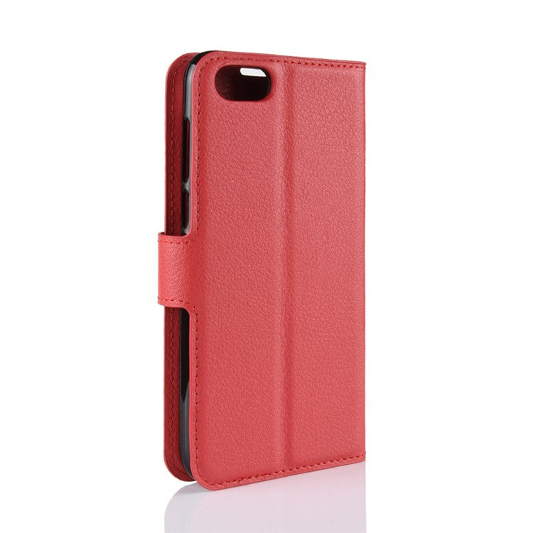 Litchi Skin Wallet Leather Magnetic Case for Huawei Y5 Prime (2018) / Y5 (2018) - Red
