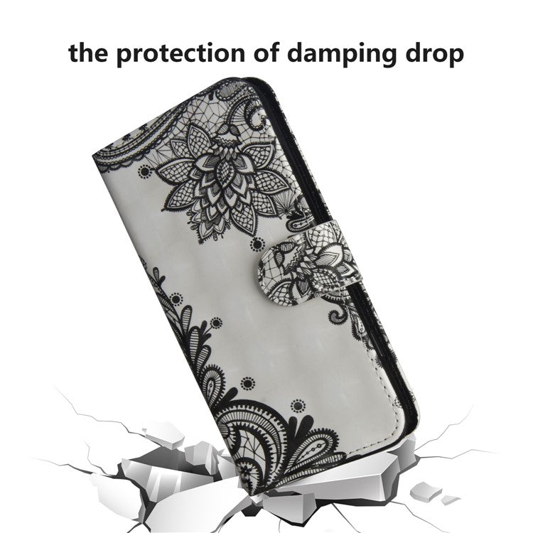 Light Spot Decor Patterned Wallet Stand Leather Case for Huawei Y5 (2018) - Lace Flower