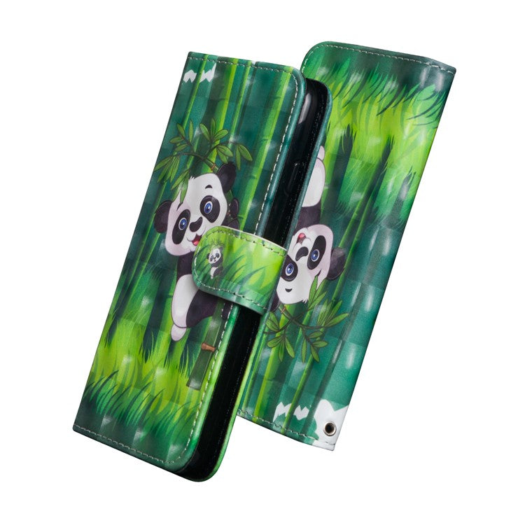 Light Spot Decor Patterned Wallet Stand Leather Flip Cover for Huawei Y5 (2018) - Panda