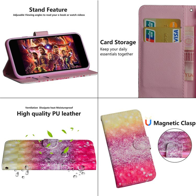 Light Spot Decor Patterned Wallet Stand Leather Mobile Phone Shell for Huawei Y5 (2018) - Glittery Element