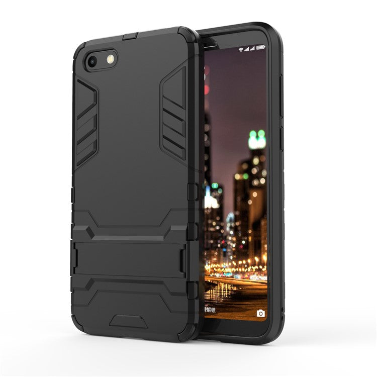 Black - Cool Guard Plastic TPU Hybrid Case with Kickstand for Huawei Y5 (2018) / Y5 Prime (2018)
