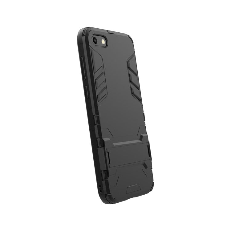 Black - Cool Guard Plastic TPU Hybrid Case with Kickstand for Huawei Y5 (2018) / Y5 Prime (2018)