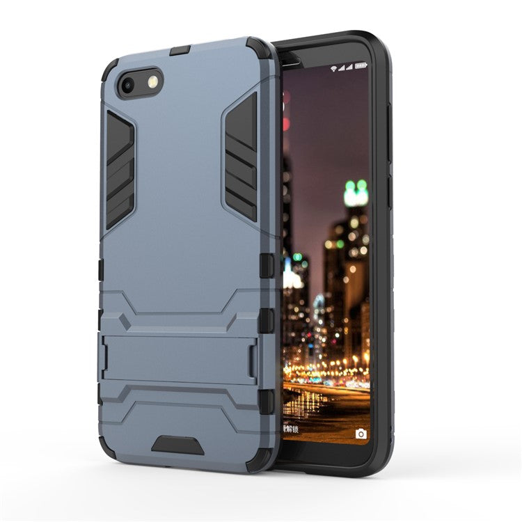 Dark Blue - Cool Guard Plastic TPU Hybrid Case with Kickstand for Huawei Y5 (2018) / Y5 Prime (2018)