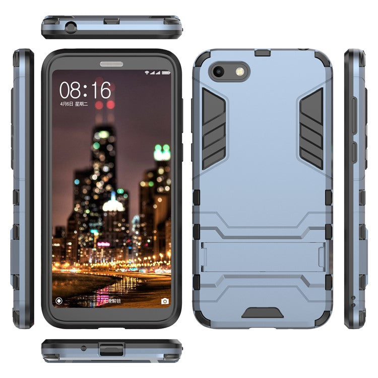 Dark Blue - Cool Guard Plastic TPU Hybrid Case with Kickstand for Huawei Y5 (2018) / Y5 Prime (2018)