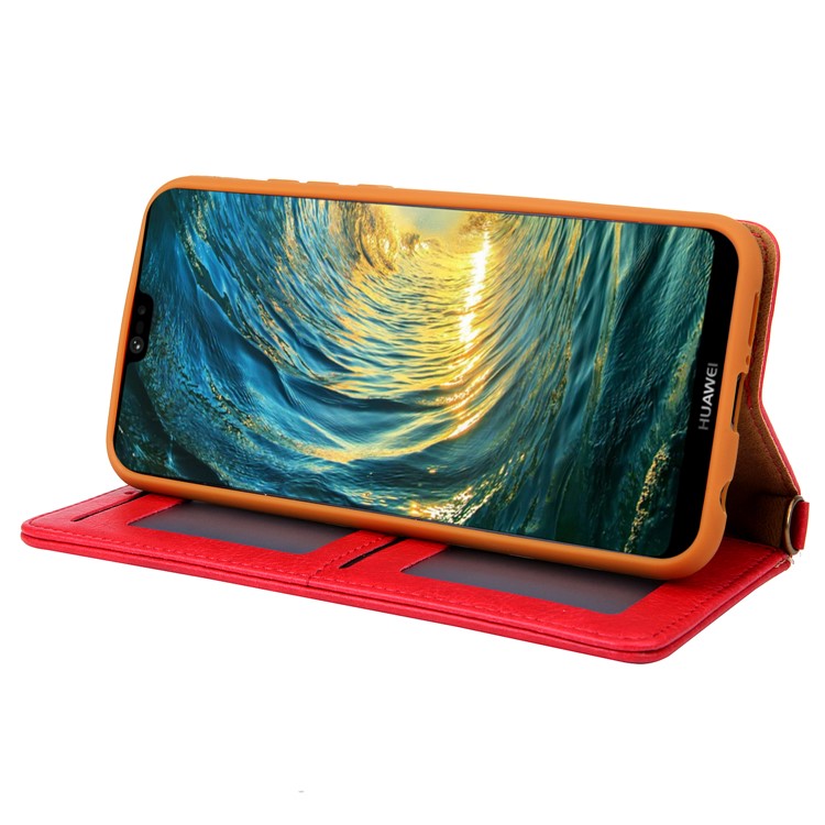 CMAI2 PU Leather Card Slots Phone Case for Huawei P20 Lite / Nova 3e (China) - Red