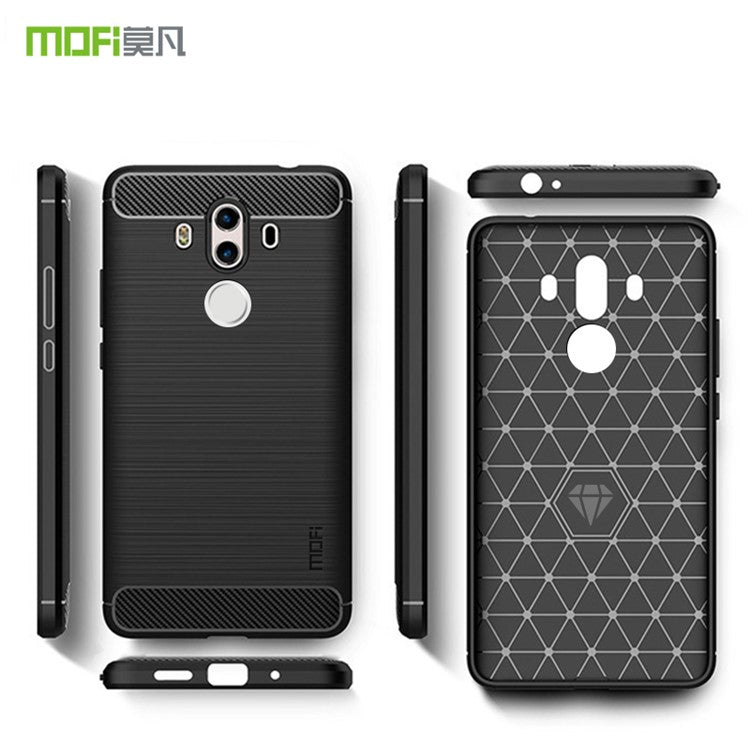 MOFI Carbon Fiber Texture Brushed TPU Protection Mobile Phone Case for Huawei Mate 10 Pro - Black