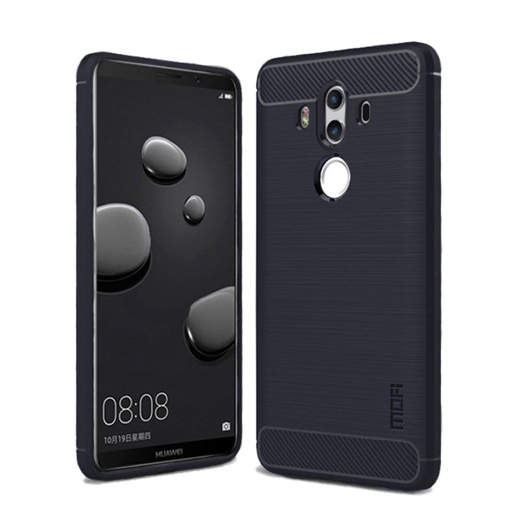 MOFI Carbon Fiber Grain Brushed Flexible TPU Protection Cellphone Case Shell for Huawei Mate 10 Pro - Blue