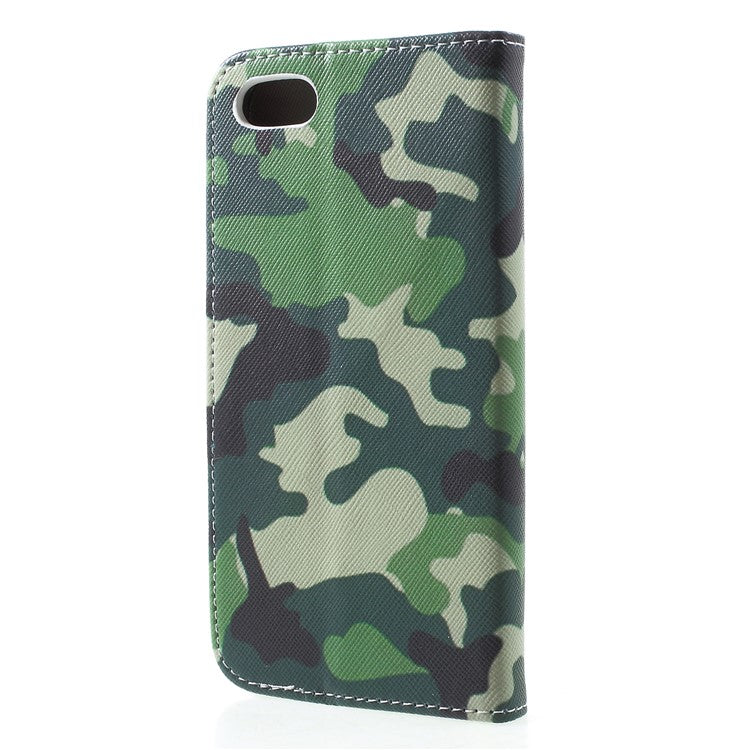 Pattern Printing Cross Texture Wallet Leather Stand Case for Huawei Y5 (2018) - Camouflage Pattern