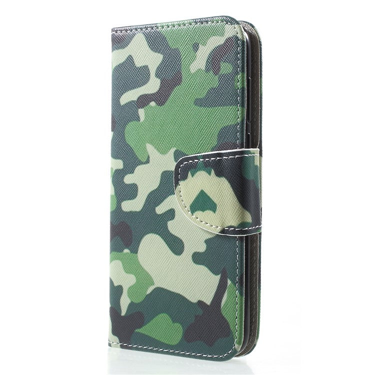 Pattern Printing Cross Texture Wallet Leather Stand Case for Huawei Y5 (2018) - Camouflage Pattern