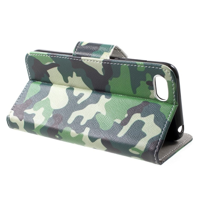 Pattern Printing Cross Texture Wallet Leather Stand Case for Huawei Y5 (2018) - Camouflage Pattern