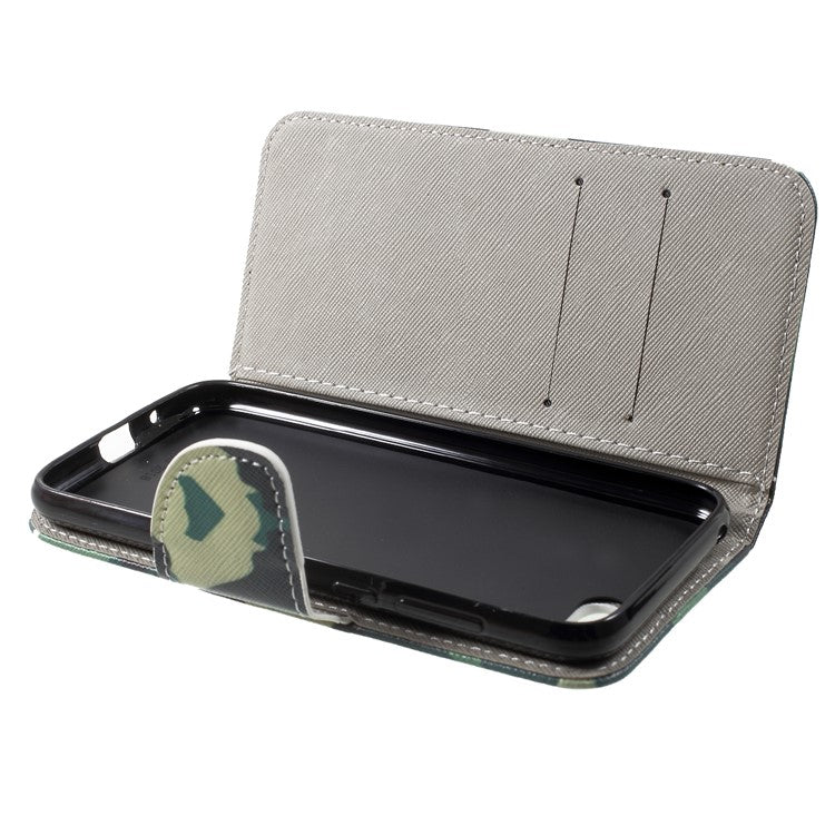 Pattern Printing Cross Texture Wallet Leather Stand Case for Huawei Y5 (2018) - Camouflage Pattern
