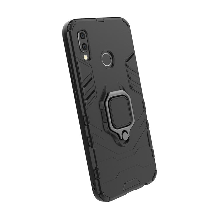 Cool Guard Ring Holder Kickstand PC TPU Hybrid Case for Huawei P20 Lite / Nova 3e - Black