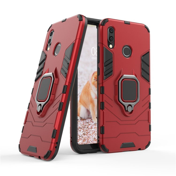 Cool Guard Ring Holder Kickstand PC TPU Hybrid Cover for Huawei P20 Lite / Nova 3e - Red