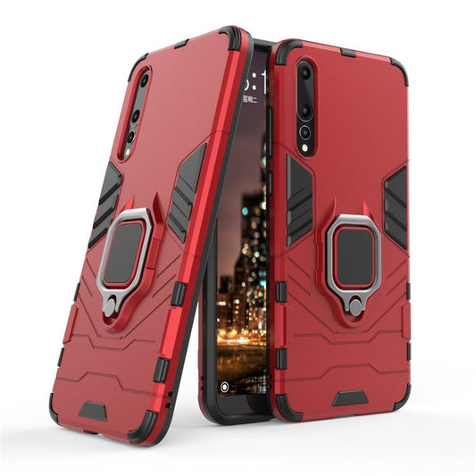 Finger Ring Kickstand PC + TPU Hybrid Mobile Phone Cover  for Huawei P20 Pro - Red