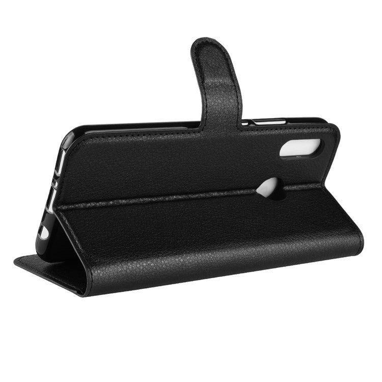 Litchi Texture Wallet Stand Leather Phone Case for Huawei nova 3i / P Smart+ - Black