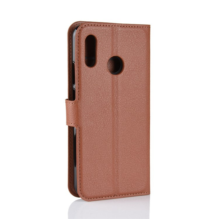 Litchi Texture Wallet Stand Leather Case Cover for Huawei nova 3i / P Smart+ - Brown