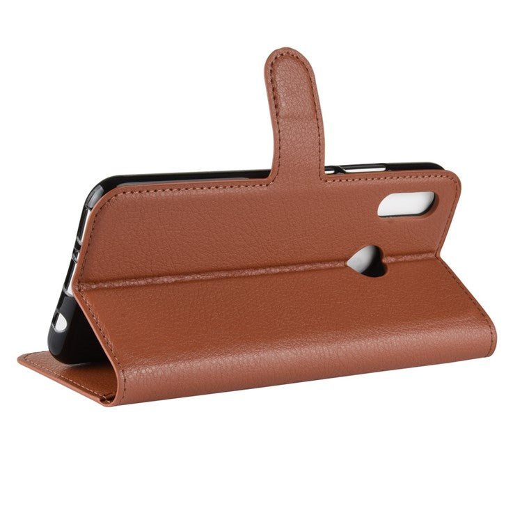 Litchi Texture Wallet Stand Leather Case Cover for Huawei nova 3i / P Smart+ - Brown