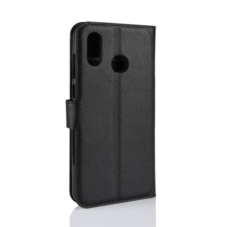 Litchi Grain Wallet Stand Leather Protection Case for Huawei Honor Play - Black