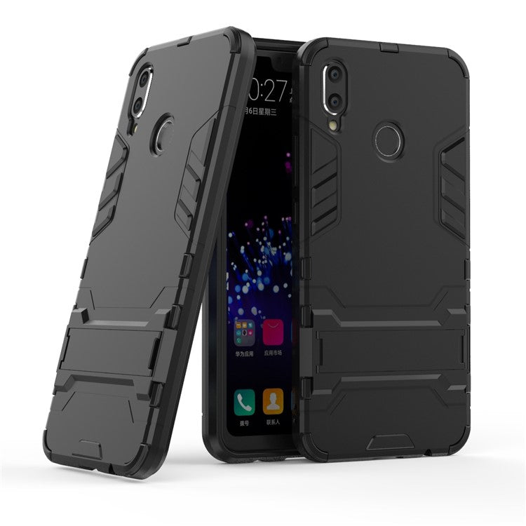 Plastic + TPU Hybrid Case with Kickstand for Huawei P Smart+ / nova 3i - Black
