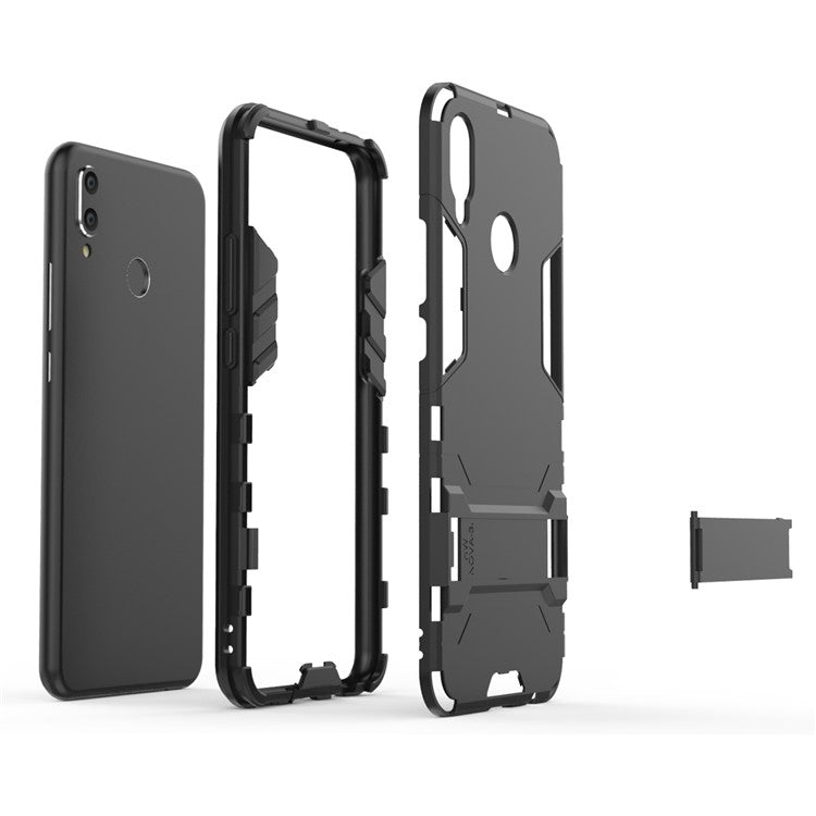 Plastic + TPU Hybrid Case with Kickstand for Huawei P Smart+ / nova 3i - Black