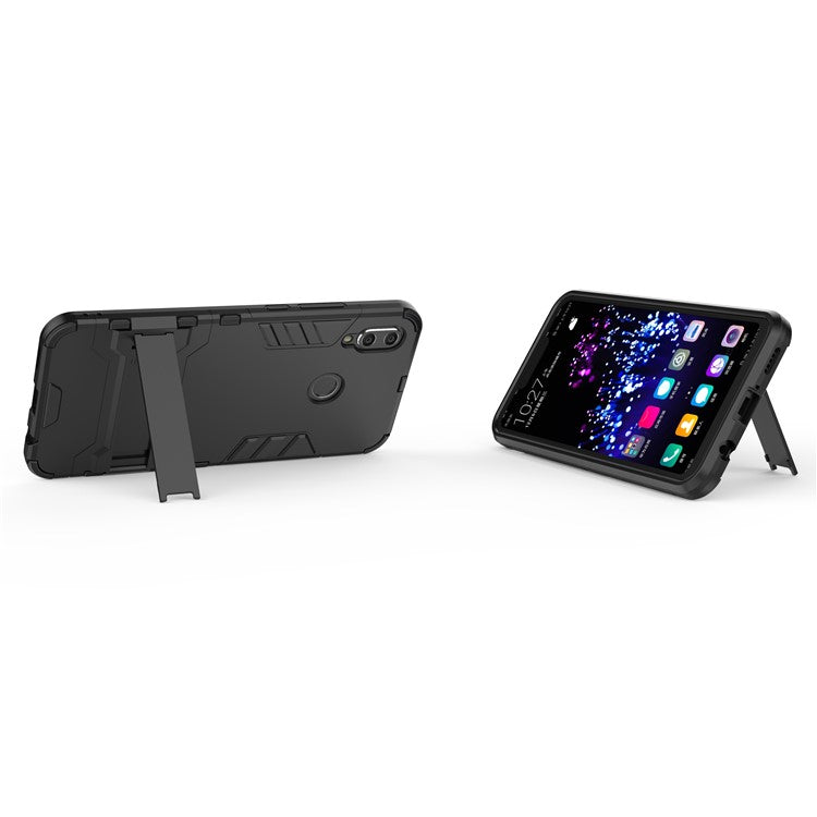 Plastic + TPU Hybrid Case with Kickstand for Huawei P Smart+ / nova 3i - Black