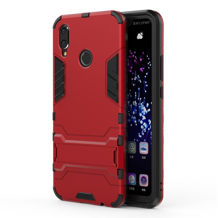 Plastic + TPU Hybrid Mobile Phone Case with Kickstand for Huawei P Smart+ / nova 3i - Red