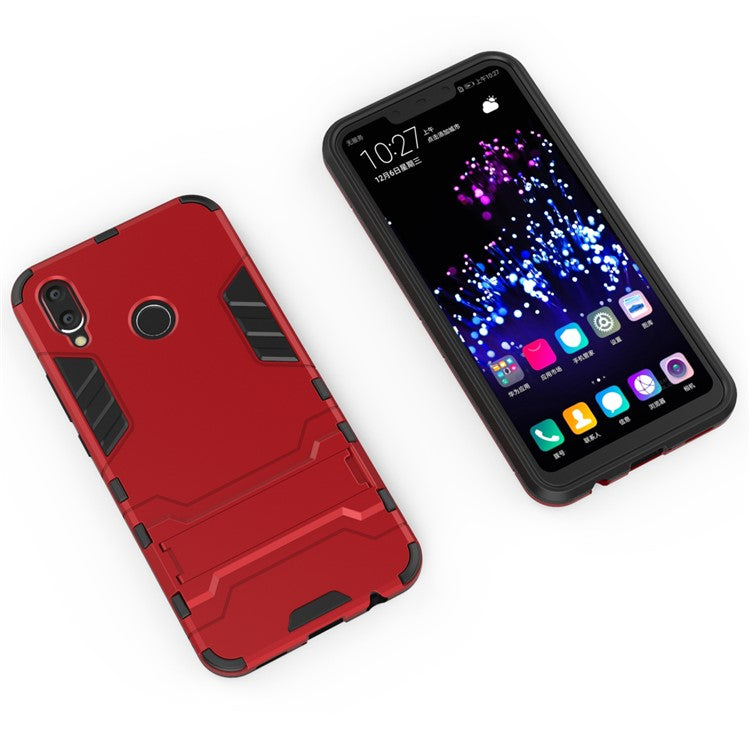 Plastic + TPU Hybrid Mobile Phone Case with Kickstand for Huawei P Smart+ / nova 3i - Red