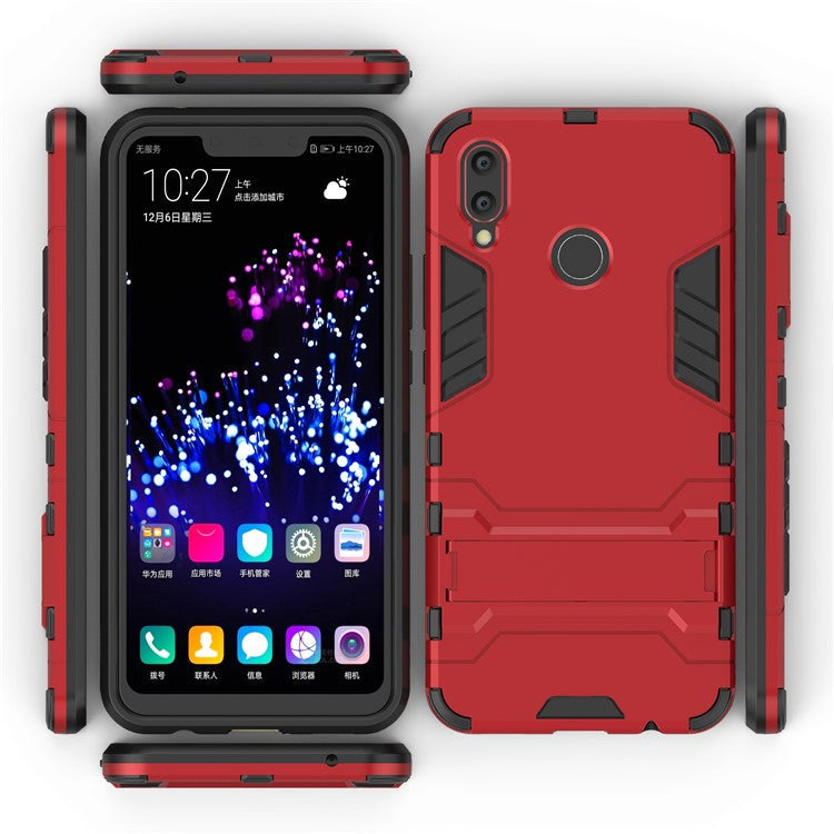 Plastic + TPU Hybrid Mobile Phone Case with Kickstand for Huawei P Smart+ / nova 3i - Red