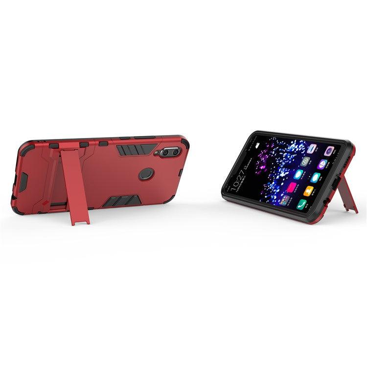 Plastic + TPU Hybrid Mobile Phone Case with Kickstand for Huawei P Smart+ / nova 3i - Red