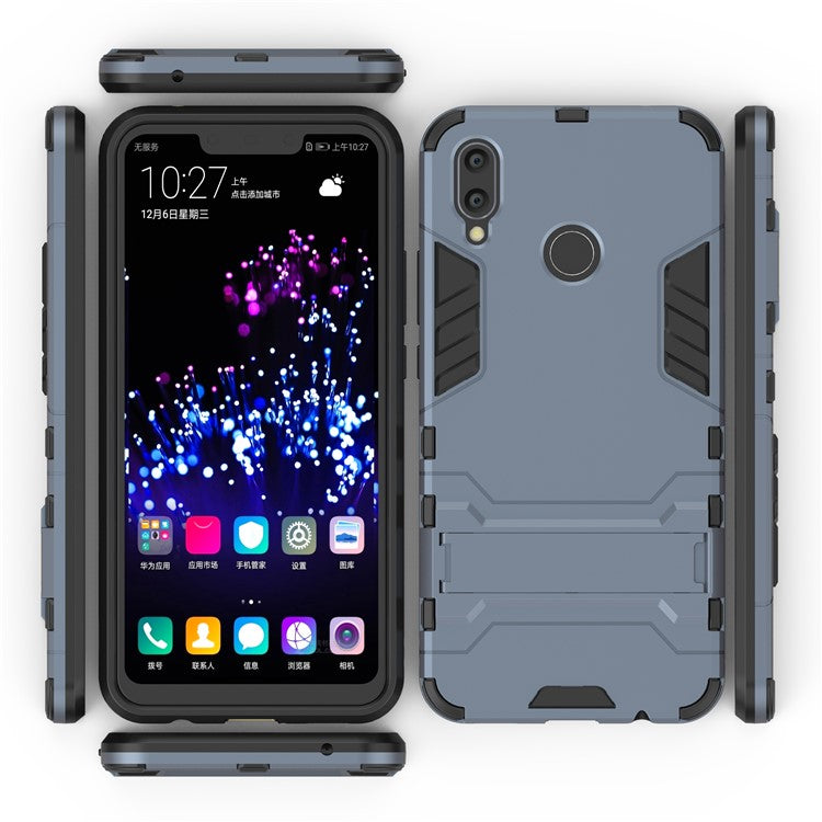 Plastic + TPU Hybrid Case Shell Cover with Kickstand for Huawei P Smart+ / nova 3i - Dark Blue