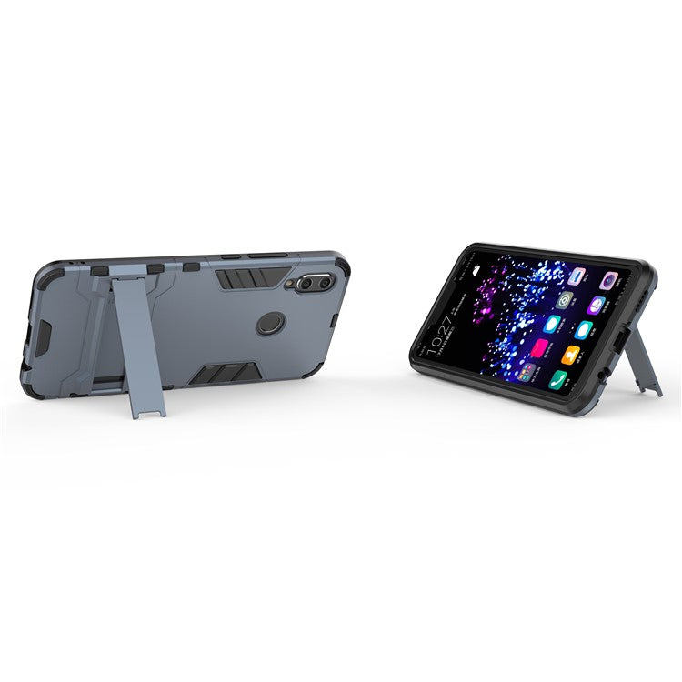 Plastic + TPU Hybrid Case Shell Cover with Kickstand for Huawei P Smart+ / nova 3i - Dark Blue