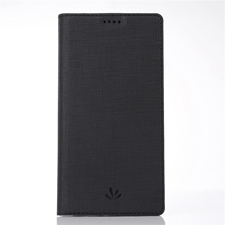 VILI DMX Cross Texture Card Holder Leather Stand Cover for Huawei P Smart+ /nova 3i - Black