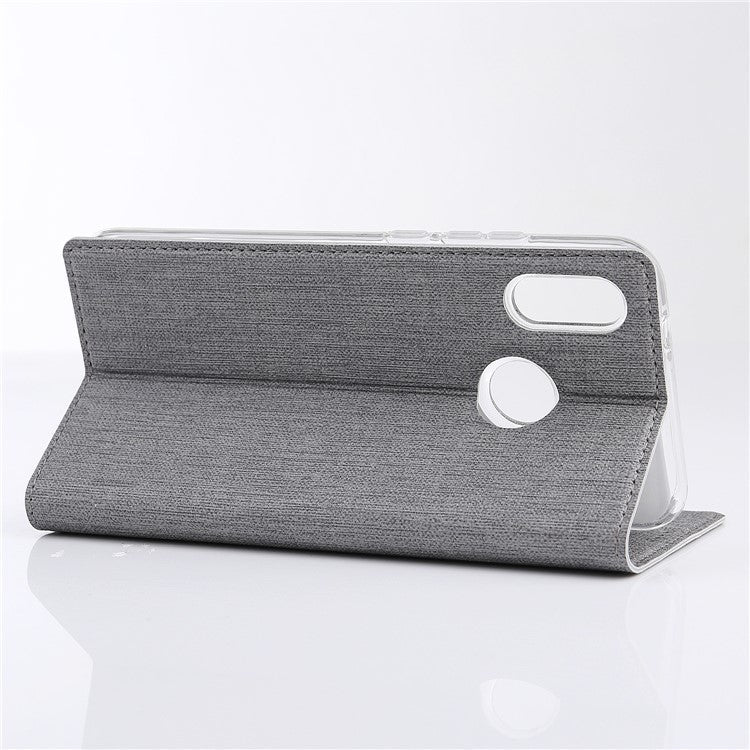 VILI DMX Cross Texture Card Holder Leather Stand Case for Huawei P Smart+ /nova 3i - Grey