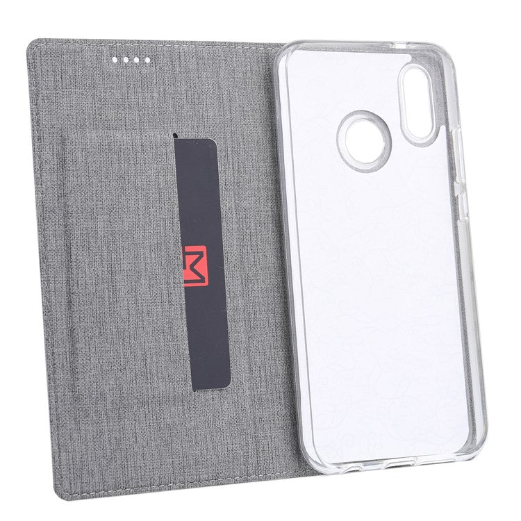 VILI DMX Cross Texture Card Holder Leather Stand Case for Huawei P Smart+ /nova 3i - Grey