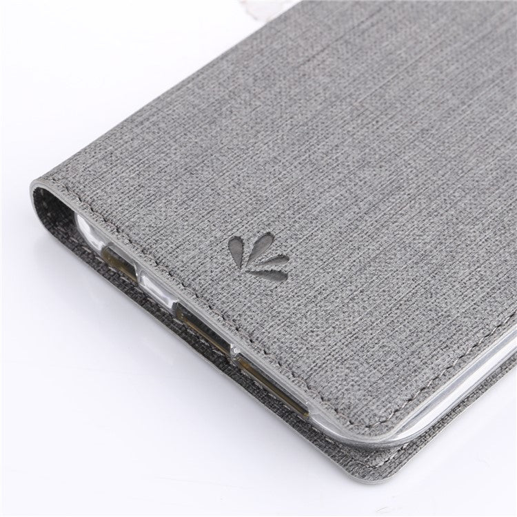 VILI DMX Cross Texture Card Holder Leather Stand Case for Huawei P Smart+ /nova 3i - Grey