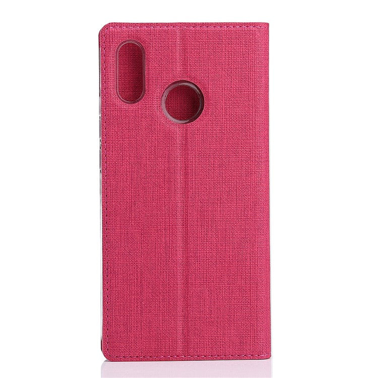 VILI DMX Cross Texture Card Holder Leather Stand Shell for Huawei P Smart+ /nova 3i - Rose