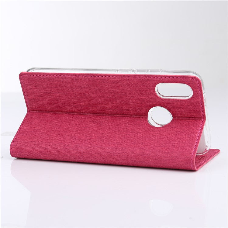VILI DMX Cross Texture Card Holder Leather Stand Shell for Huawei P Smart+ /nova 3i - Rose