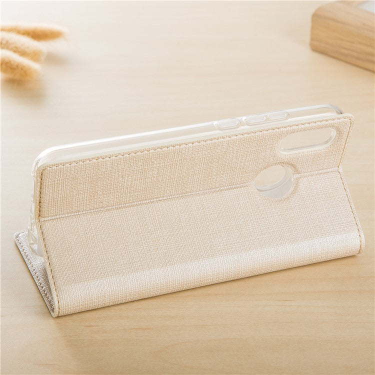VILI DMX Cross Texture Card Holder Leather Stand Casing for Huawei P Smart+ /nova 3i - Gold